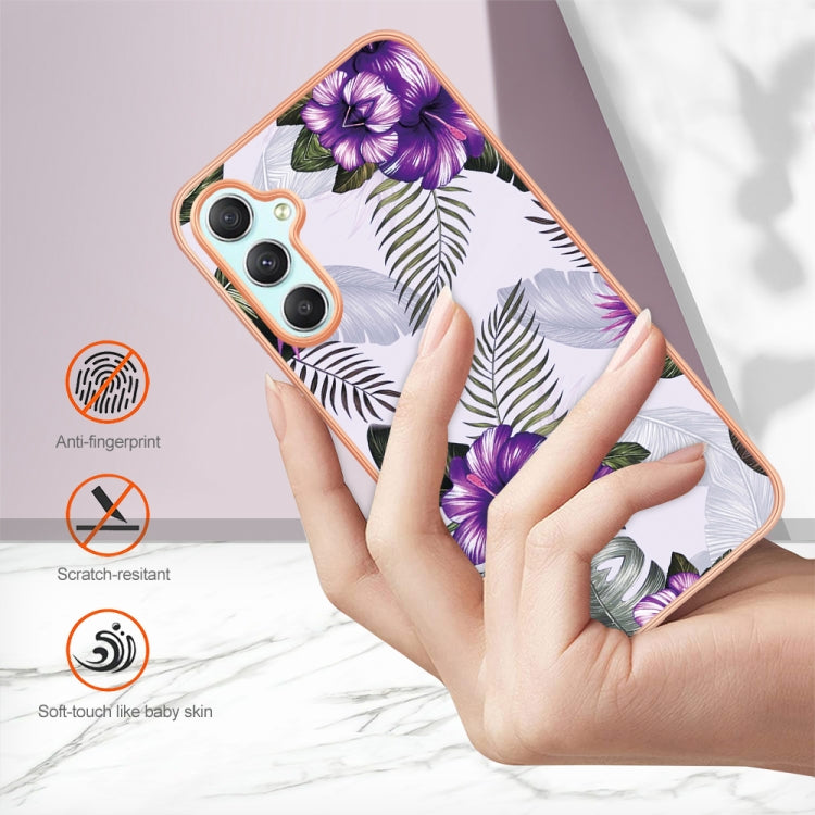 Purple electroplating TPU phone case for Samsung Galaxy A25 5G, showcasing its sleek design and precise cutouts.